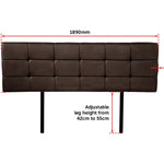 PU Leather King Bed Deluxe Headboard Bedhead - Brown