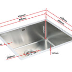 490x440mm Handmade Stainless Steel Undermount / Topmount Kitchen Laundry Sink with Waste