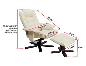 PU Leather Massage Chair Recliner Ottoman Lounge Remote