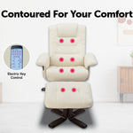 PU Leather Massage Chair Recliner Ottoman Lounge Remote