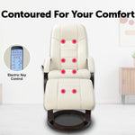 PU Leather Massage Chair Recliner Ottoman Lounge Remote