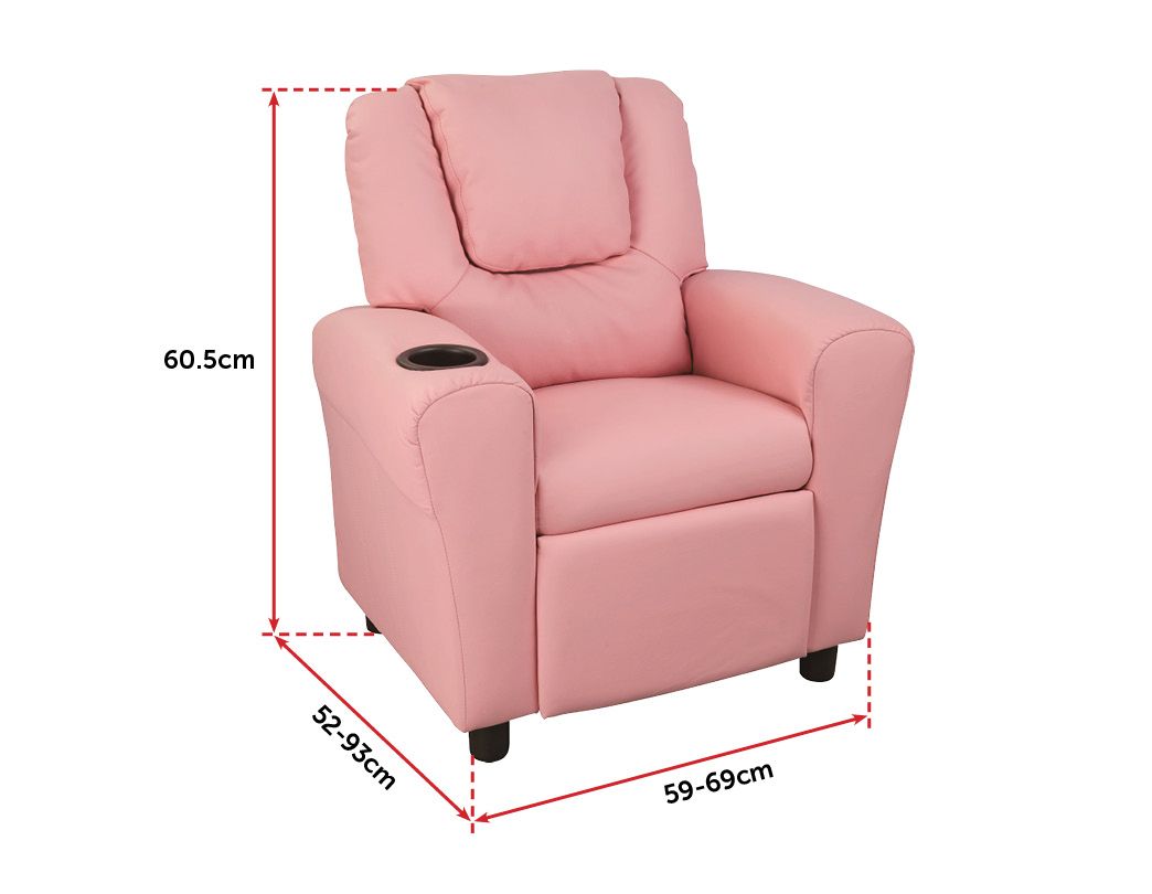 PU Leather Kids Recliner with Drink Holder