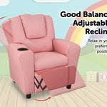 PU Leather Kids Recliner with Drink Holder