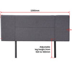 Linen Fabric Queen Bed Headboard Bedhead - Grey
