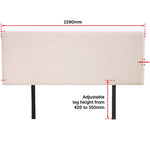 Linen Fabric Queen Bed Headboard Bedhead - Beige