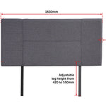 Linen Fabric Double Bed Headboard Bedhead - Grey