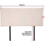 Linen Fabric Double Bed Headboard Bedhead - Beige