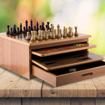 10 in 1 Wooden Chess Board Games Slide Out Best Checkers House Unit Set