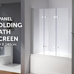 3 Fold Chrome Folding Bath Shower Screen Door Panel 1300mm x 1400mm