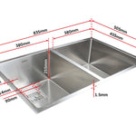 835x505mm Handmade 1.5mm Stainless Steel Undermount / Topmount Kitchen Sink with Square Waste