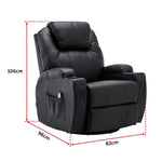 Massage Sofa Chair Recliner 360 Degree Swivel PU Leather Lounge 8 Point Heated
