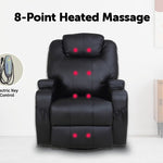 Massage Sofa Chair Recliner 360 Degree Swivel PU Leather Lounge 8 Point Heated