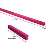 2.2m Gymnastics Folding Balance Beam Pink Synthetic Suede