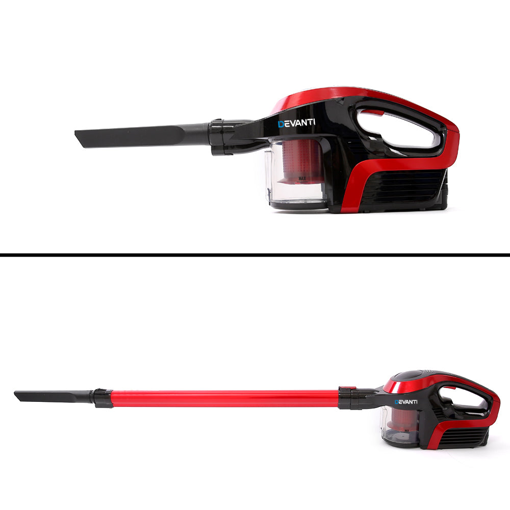 Devanti Cordless Stick Vacuum Cleaner - Black and Red