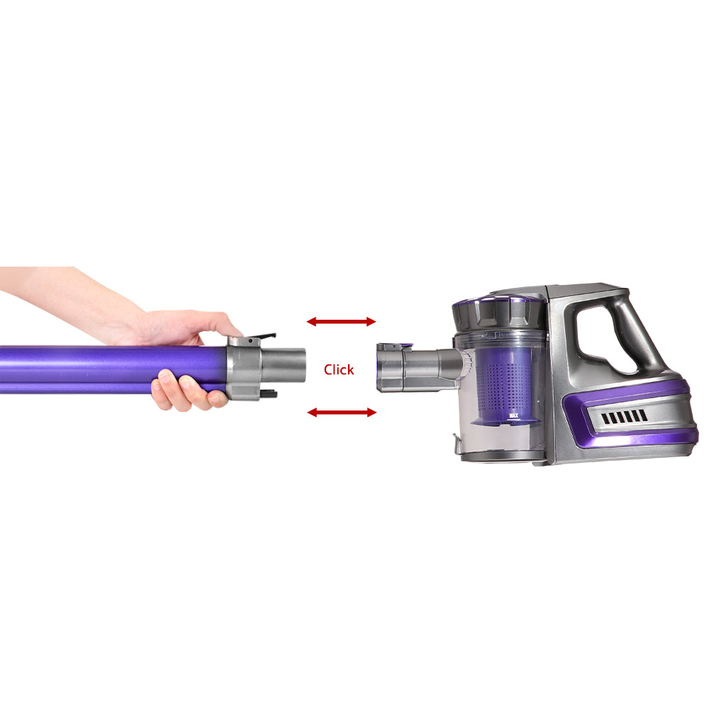 Devanti 150W Stick Handstick Handheld Cordless Vacuum Cleaner 2-Speed with Headlight Purple