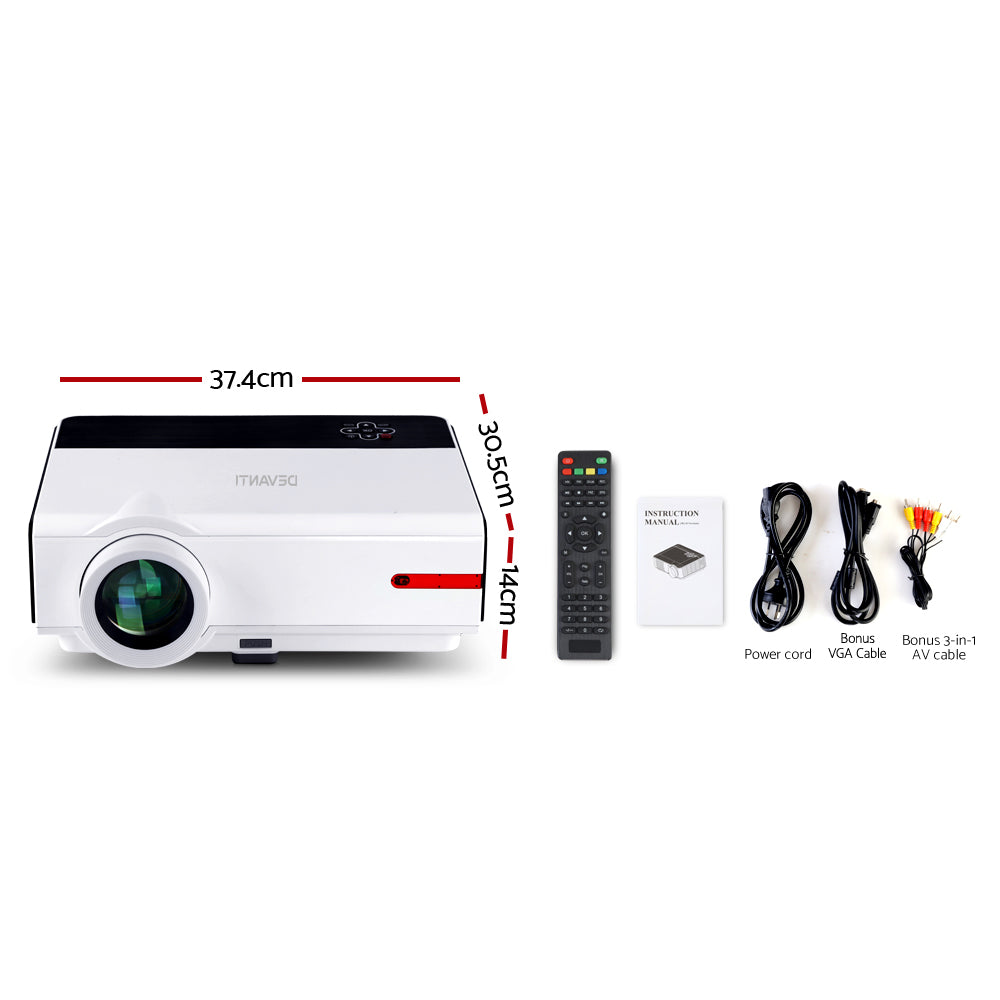 Devanti Smart Full HD 1080P Android Video Projector Home Cinema Theatre WiFi Bluetooth