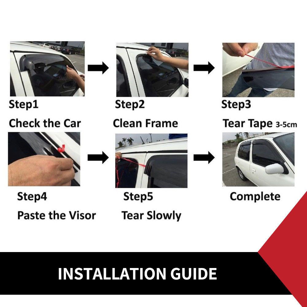 Weather Shield Window Visor for Ford Ranger MK1 MK2 11-18 Double Cab Wildtrack