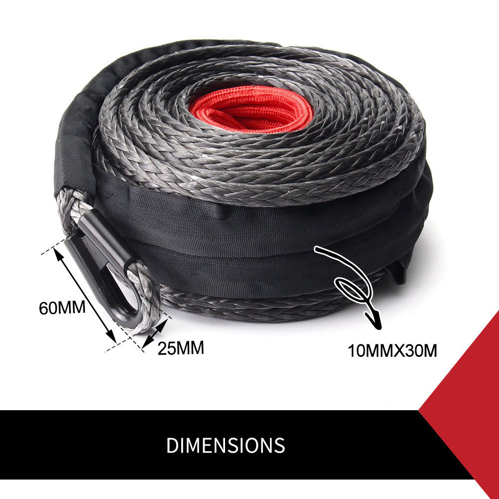 Winch Rope 10MM x 30M Synthetic Dyneema SK75 Tow Recovery Cable 4WD Car Boat