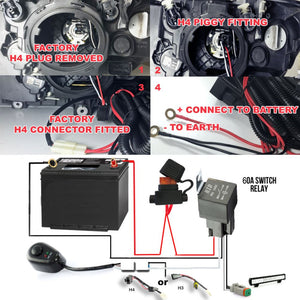 LED LIGHT WIRING LOOM HARNESS RELAY KIT DRIVING LAMP PLUG QUICK FIT HIGH BEAM